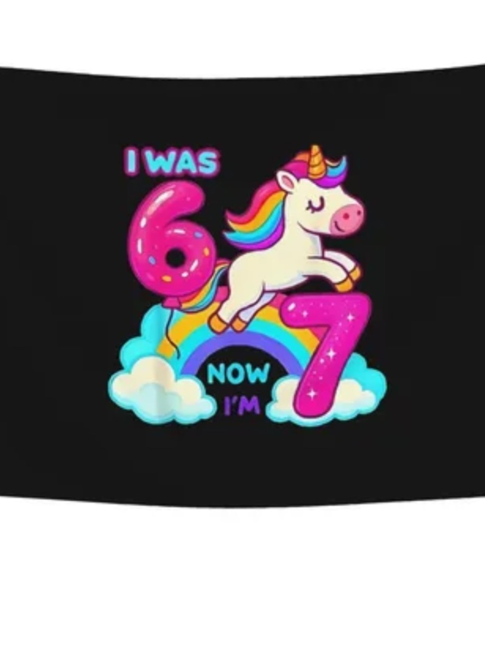 Unicorn 6/7th Birthday Graphic Banner- Black 34”x53”